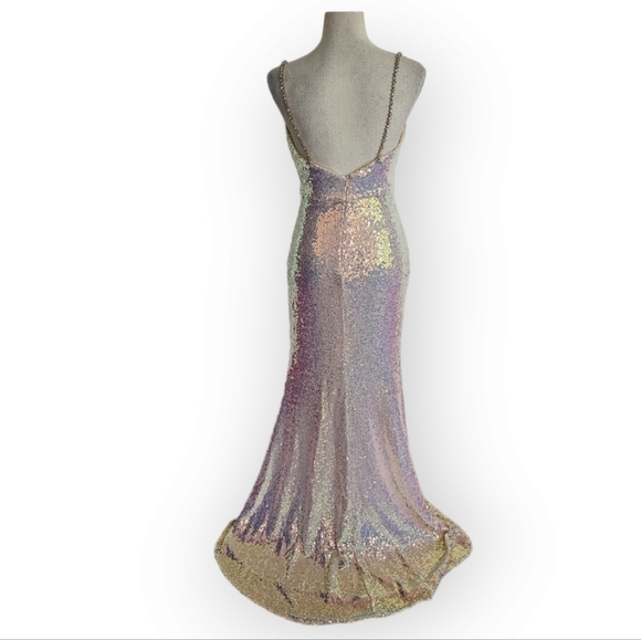 LAST CHANCE - Cinderella Divine Iridescent Sequin Maxi Dress - Picture 5 of 11